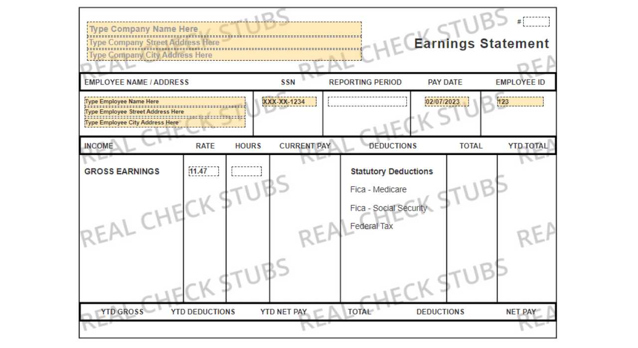 Classic3 Paycheck Stub Template